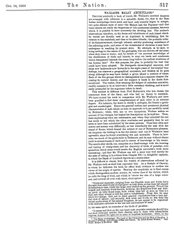 (U.S.) 9(224) (14 Oct. 1869): 317-319 `Wallace`s Malay Archipelago`