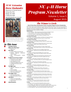 NC 4-H Horse Program Newsletter August, 2015