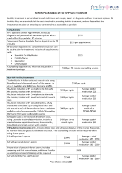 Fertility Plus Schedule of Fee for Private Treatment