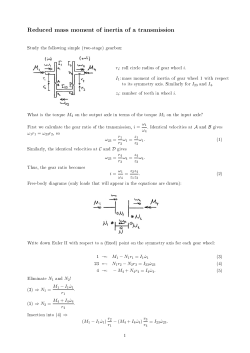 Reduced mass moment of inertia of a transmission