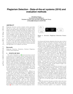 Plagiarism Detection-State-of-the-art systems (2016) and evaluation