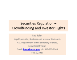 Securities Regulation – Crowdfunding and Investor Rights