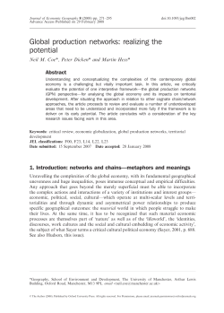 Global production networks: realizing the potential