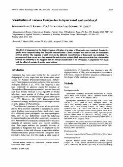 Sensitivities of various Oomycetes to hymexazol and