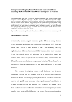Entrepreneurial Capital, Social Values and Islamic Traditions