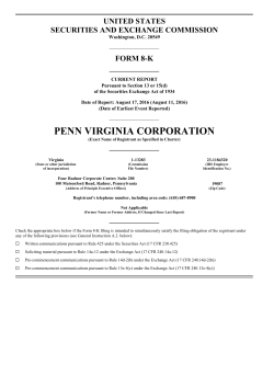 FORM 8-K - Penn Virginia Corporation