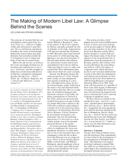 The Making of Modern Libel Law: A Glimpse Behind the Scenes