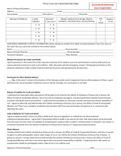 TOTUS TUUS 2017 REGISTRATION FORM $15/child OR $40/family