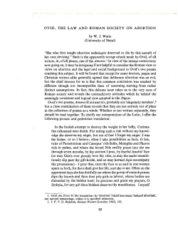 OVID, THE LAW AND ROMAN SOCIETY ON ABORTION by W. J.