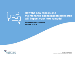 How the new repairs and maintenance capitalization