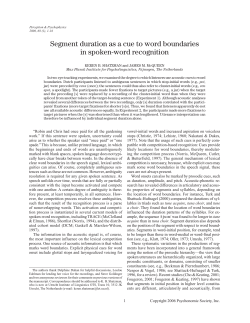 Segment duration as a cue to word boundaries in spoken