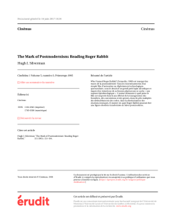 The Mark of Postmodernism: Reading Roger Rabbit