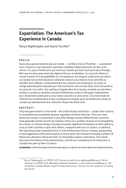 EXpAtRIAtION: tHE AMERICAN`S tAX EXpERIENCE IN CANADA