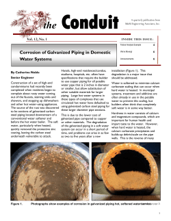 Corrosion of Galvanized Piping in Domestic Water Systems