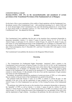 Decision 45/2012. (XII. 29.) - Constitutional Court of Hungary