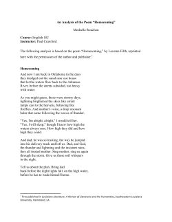 An Analysis of the Poem &ldquo;Homecoming&rdquo;