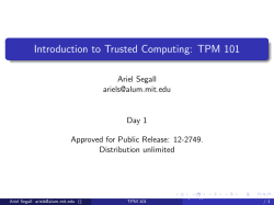 Introduction to Trusted Computing: TPM 101