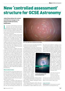 New controlled assessment structure for GCSE Astronomy