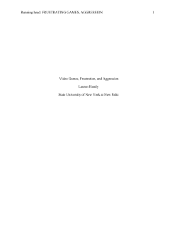 FRUSTRATING GAMES, AGGRESSION 1 Video Games, Frustration