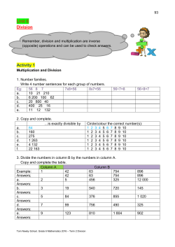 Maths Division - Tom Newby School