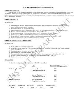 COURSE DESCRIPTION &ndash; Advanced 2D Art