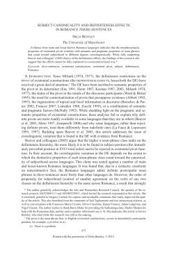 Subject canonicality and definiteness effects in Romance there