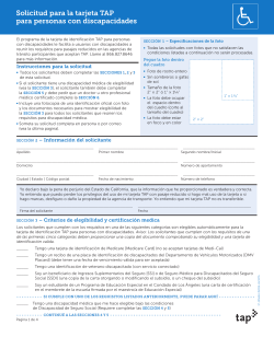 Solicitud para la tarjeta TAP para personas con