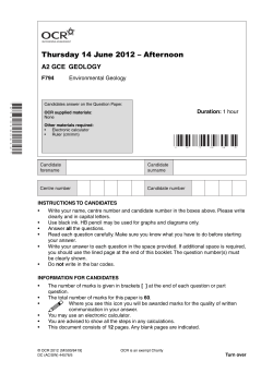 Question paper - Unit F794 - Environmental geology