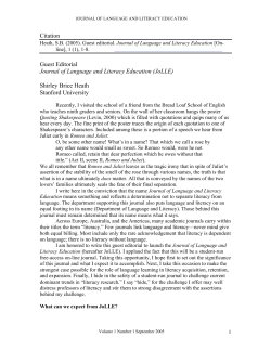 Guest editorial. Journal of Language and Literacy