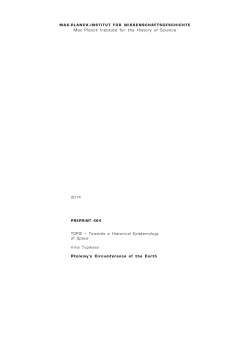 Max Planck Institute for the History of Science Ptolemy`s
