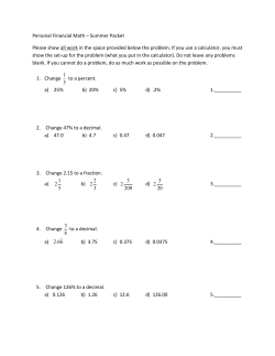 Personal Financial Math &ndash; Summer Packet Please show all work in