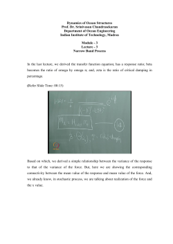 Dynamics of Ocean Structures Prof. Dr. Srinivasan