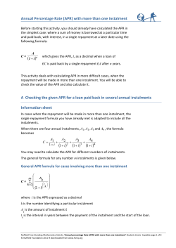 Annual Percentage Rate (APR) with more than one instalment A