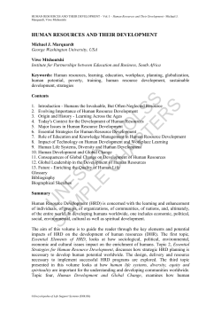 Human Resources and Their Development