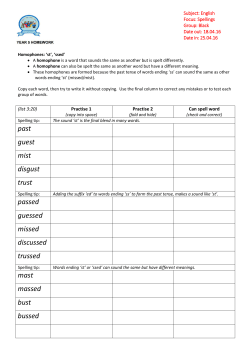 past guest mist disgust trust passed guessed missed discussed