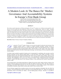 A Modern Look At The Banco De` Medici: Governance And