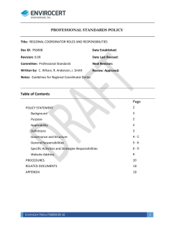 PS 6008 Regional Coordinator Roles and Responsibilities