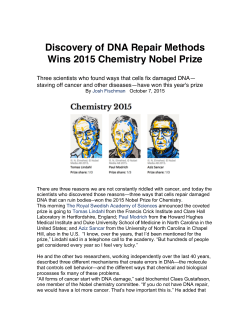 Read about the 2015 Nobel Prize for Chemistry