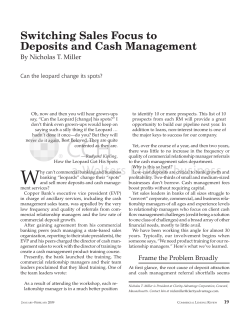 Switching Sales Focus to Deposits and Cash