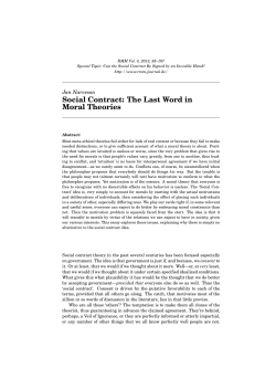 Social Contract: The Last Word in Moral Theories - RMM
