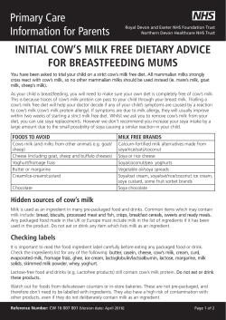 Initial Cow`s Milk Free Dietary Advice for Breastfeeding Mums