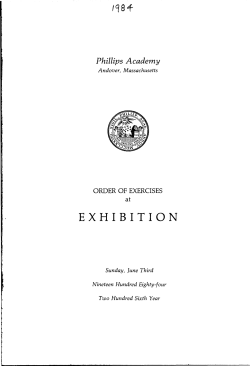 / I Phillips Academy Andover, Massachusetts ORDER OF