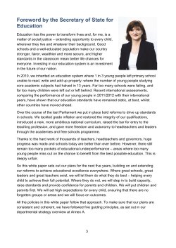 Foreword by the Secretary of State for Education