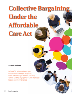 Collective Bargaining Under the Affordable Care Act