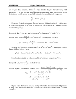 MATH 136 Higher Derivatives