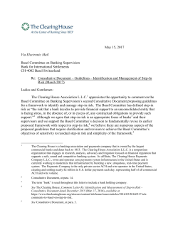May 15, 2017 Via Electronic Mail Basel Committee on Banking