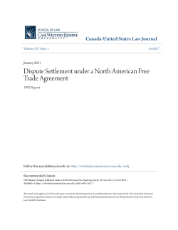 Dispute Settlement under a North American Free Trade Agreement