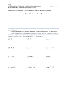 Name Unit 1 Exponential Notation and Properties of Integer
