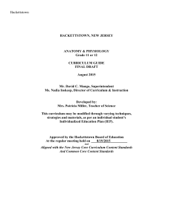 Hackettstown HACKETTSTOWN, NEW JERSEY ANATOMY