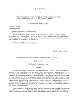 LB SULLIVAN vs. THE NEW YORK TIMES CO., A
